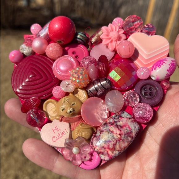 Hand Crafted Pink Heart Ornament - Picture 4 of 5